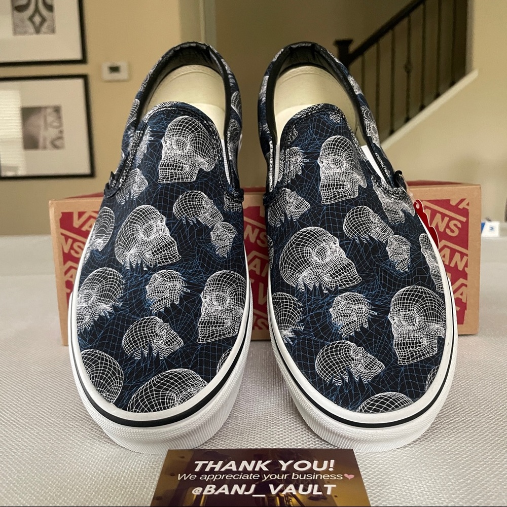 Vans Classic Slip-On Wireframe Skulls Dark Blue